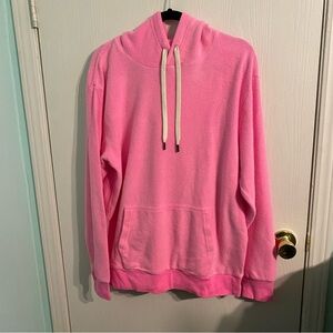 NWT Feat Hot Pink Fleece Blanket Blend Hoodie Barbiecore Neon Fuzzy Size Large